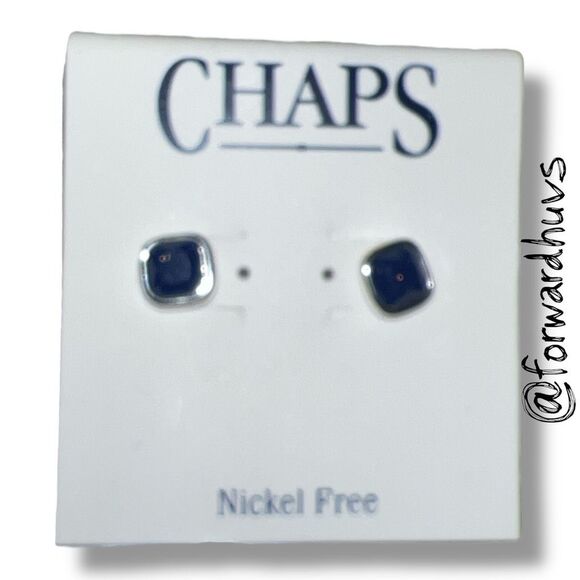 Bundle Sale 3 for $15 | Chaps Silver Tone Nickel Free Earrings With Blue Glass - Picture 3 of 7